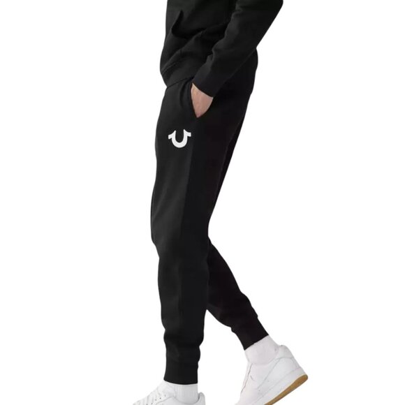 True Religion Men's 2 PC Sweatsuit Fleece Tracksuit Matching Outfit Black NWT - Picture 11 of 13